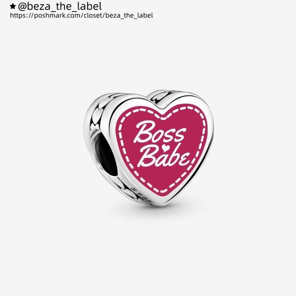 Pandora Engravable Boss Babe Heart Charm|Pendant - Picture 1 of 2